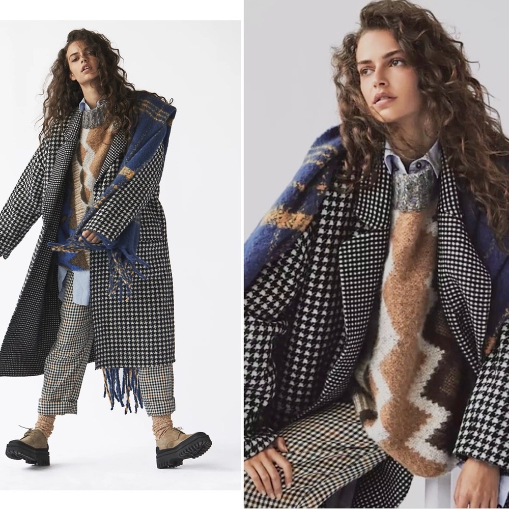 Free people Chelsea houndstooth coat XS